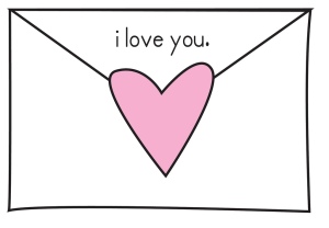illustration of a love note sealed with a pink heart.